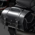 Dark punk styled motorcycle side bag with coded lock for equipment storage