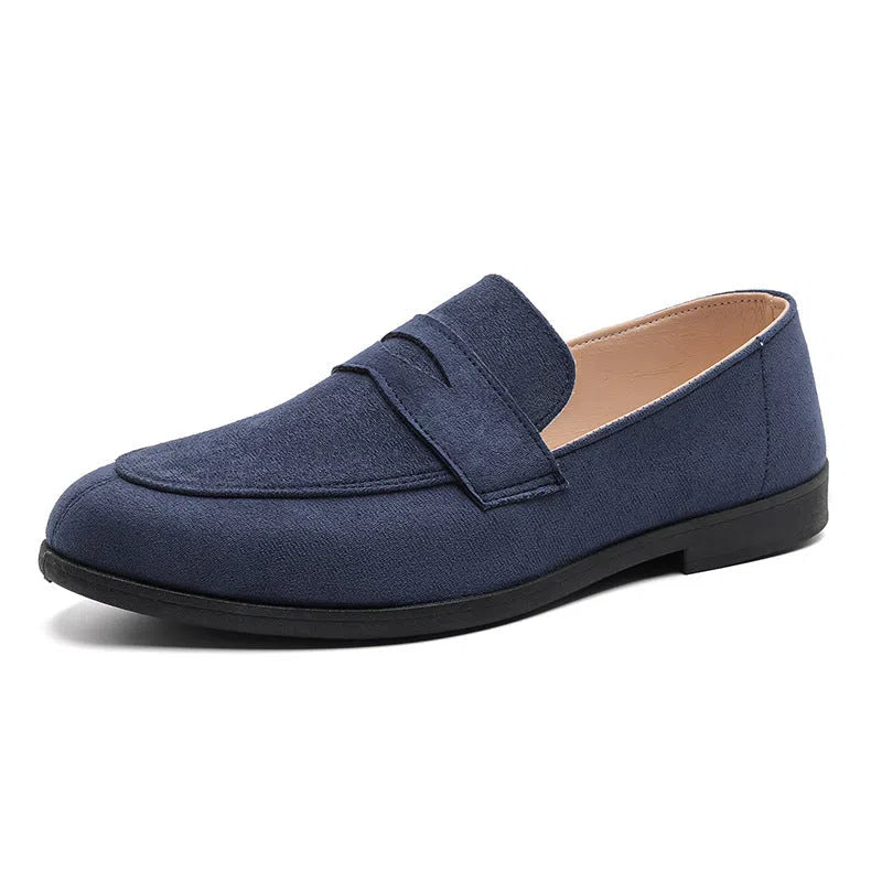 Men's height-increasing slip-on casual shoes with round toe and wedge heel in beige artificial PU