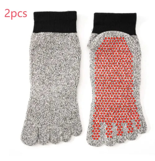 Anti cut protective socks in grey red, HPPE and rubber, unisex size 25.5cm
