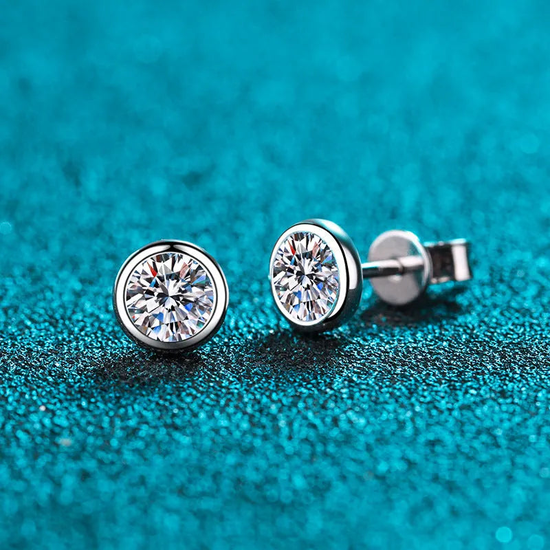 Geometric gold-plated 925 sterling silver women's earrings with moissanite or zircon stone options.