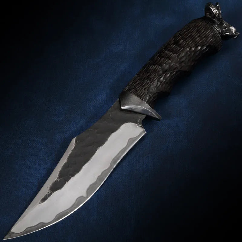 Black Goat high-hardness three-in-one steel straight knife 250mm with black finish