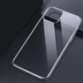 Thickened transparent TPU iPhone case showing four-corner airbag design on a mobile phone.