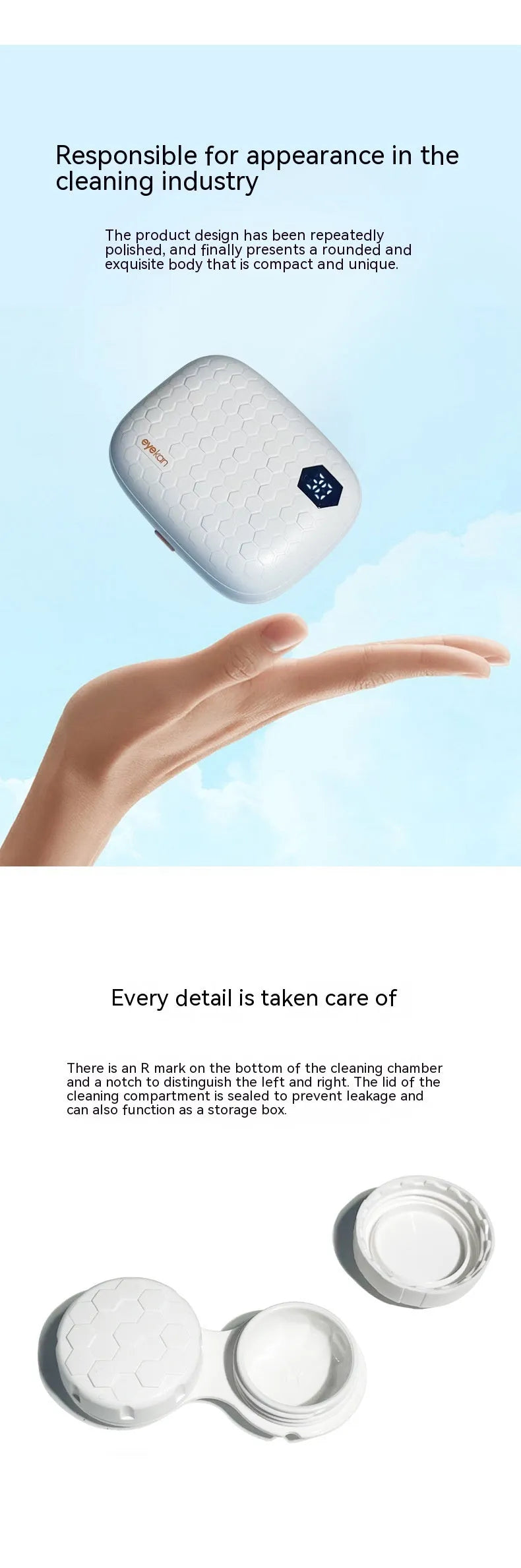 Pearl white automatic ultrasonic flushing instrument for cleaning glasses on a table.