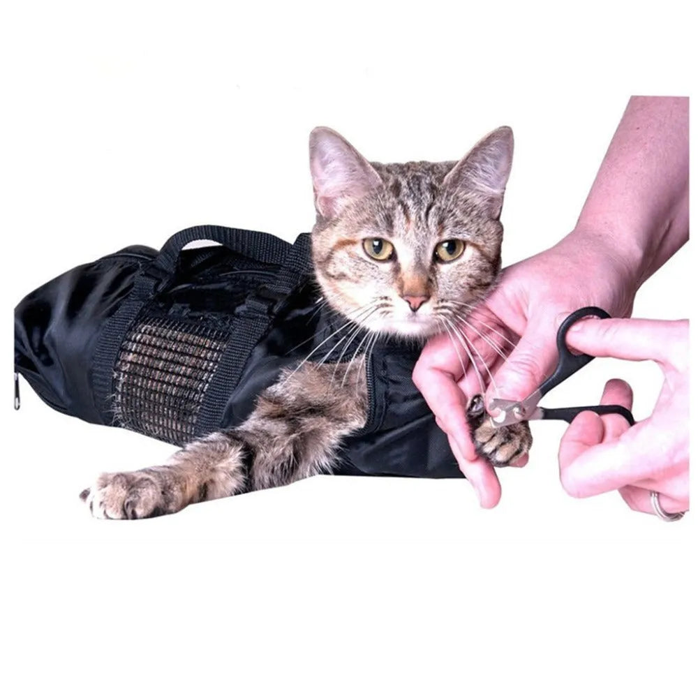 Black cat cleaning bag folds to 10cm with 420D PU Oxford fabric
