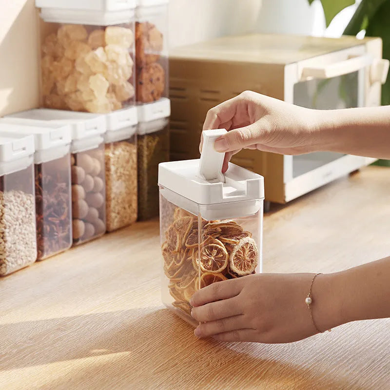 Clear white plastic storage container for grains with 400ml capacity
