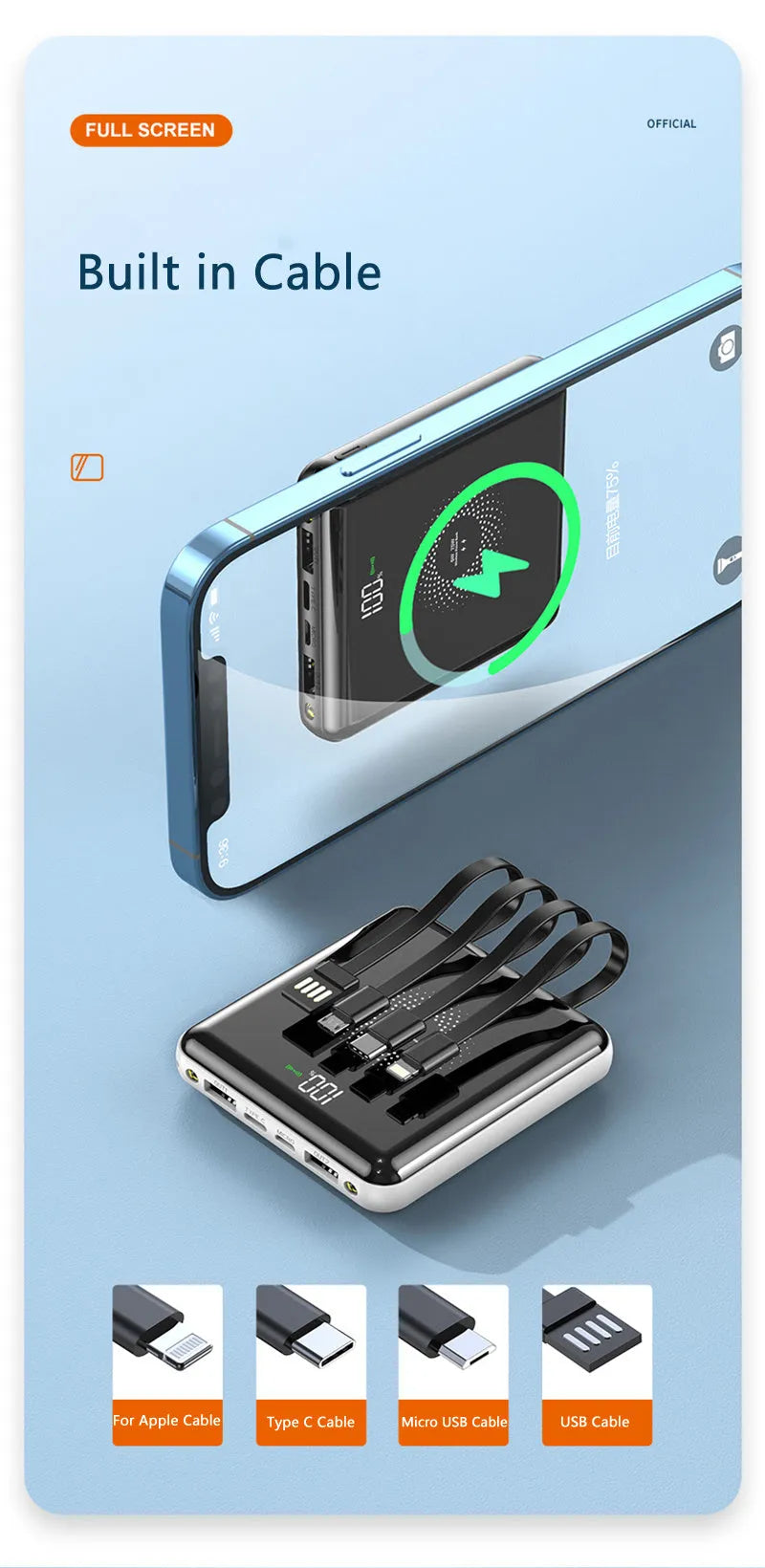 20000mAh PD fast charging power bank with LCD display in black, green, or red plastic housing