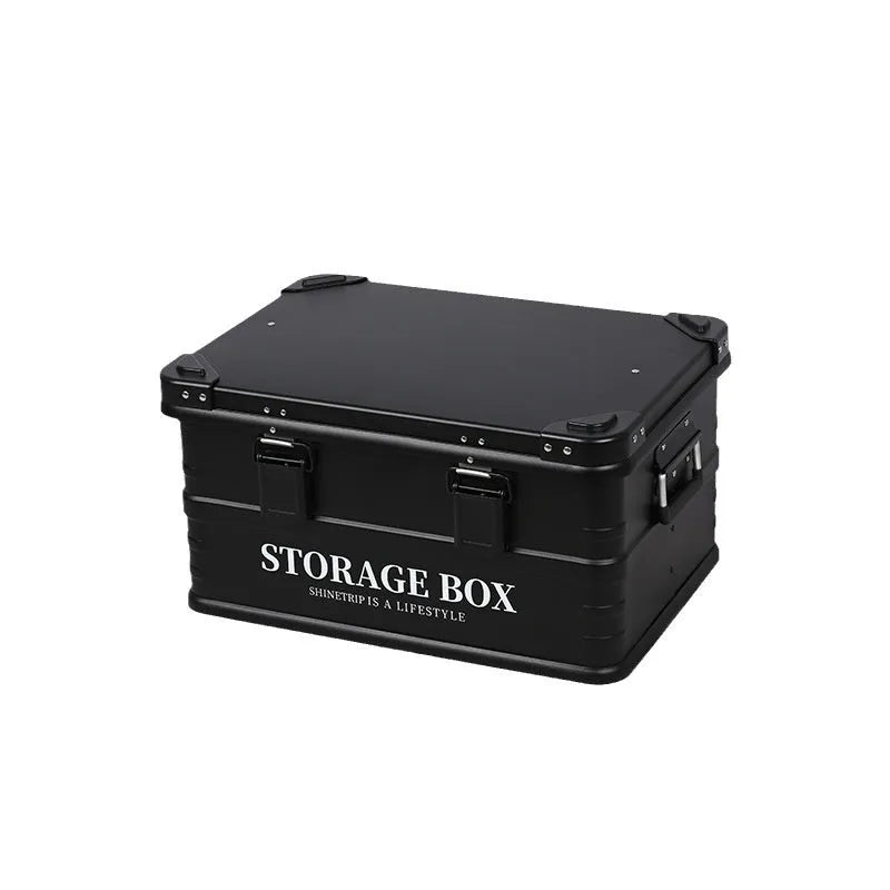 Waterproof vehicle-mounted storage box in Army Green, shown in medium size dimensions.