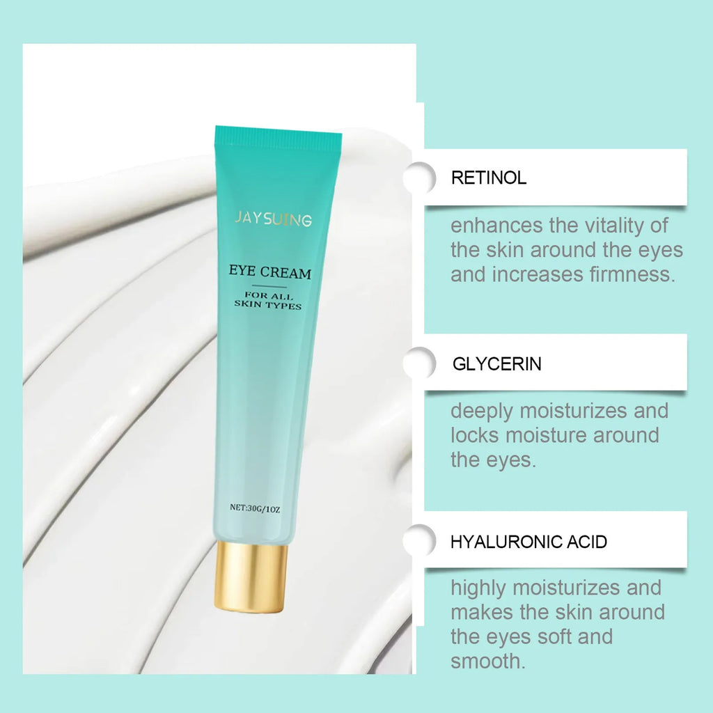 30g pot jar of retinol and hyaluronic acid anti-aging eye cream for dark circles and fine lines