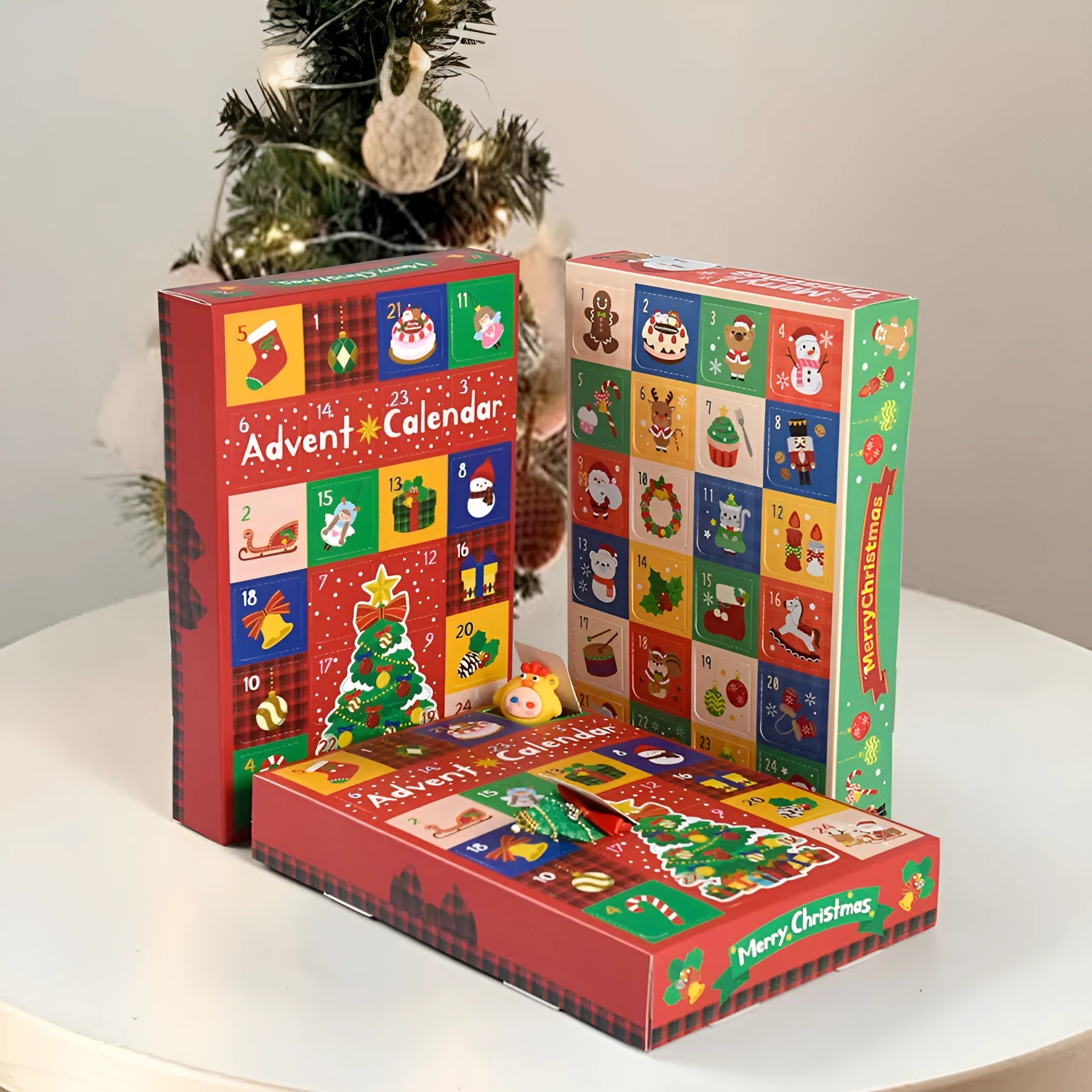 24 grid Christmas gift box blind packaging with surprise calendar design in colour, dimensions 25x17x4cm