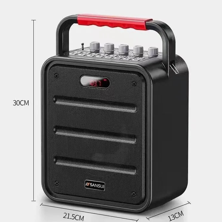 Square high-power portable subwoofer with lithium battery, 40W output, card insertion and recording features