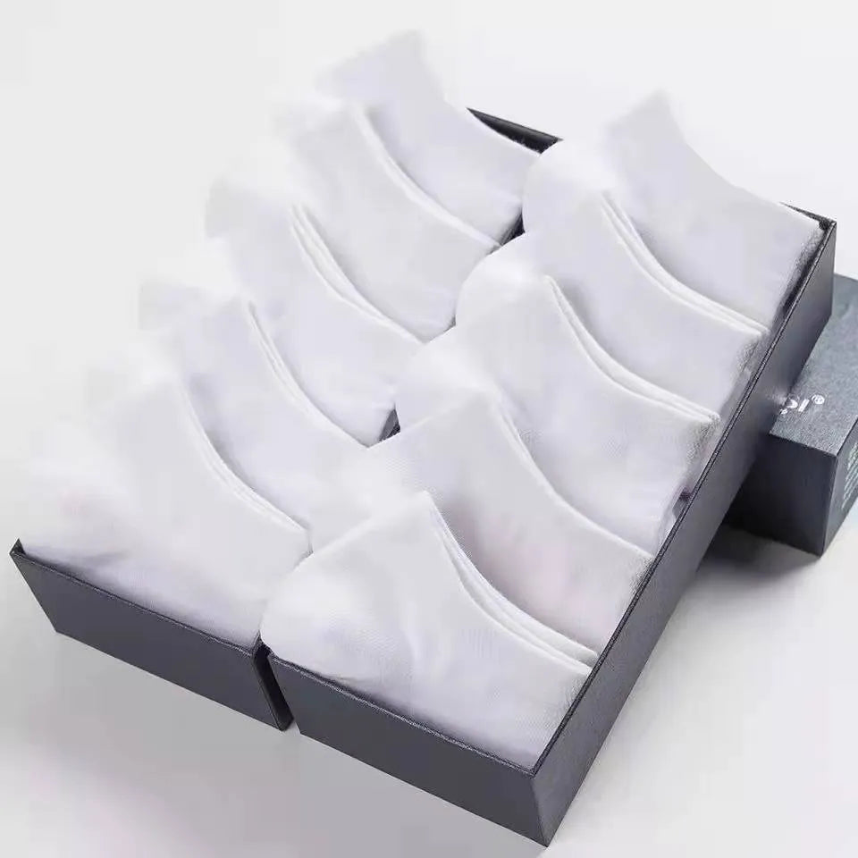 Men's invisible boat socks in black, grey and white, blended fabric, one size, 1 3 5 pair options