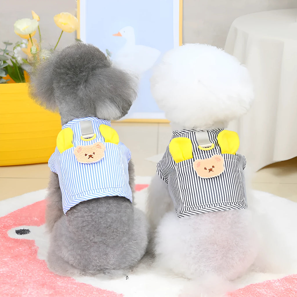 Cotton dog vest in blue or black, casual pet clothing available in sizes S to XXL