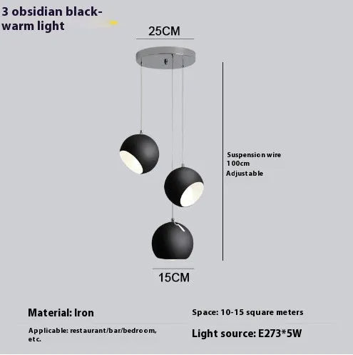 Nordic style ball chandelier table lamp in Moon White or Obsidian Black colour, available in single or three head design.