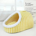 Thickened 3D hole pet bed for cats and small dogs with removable sponge cushion in striped fabric