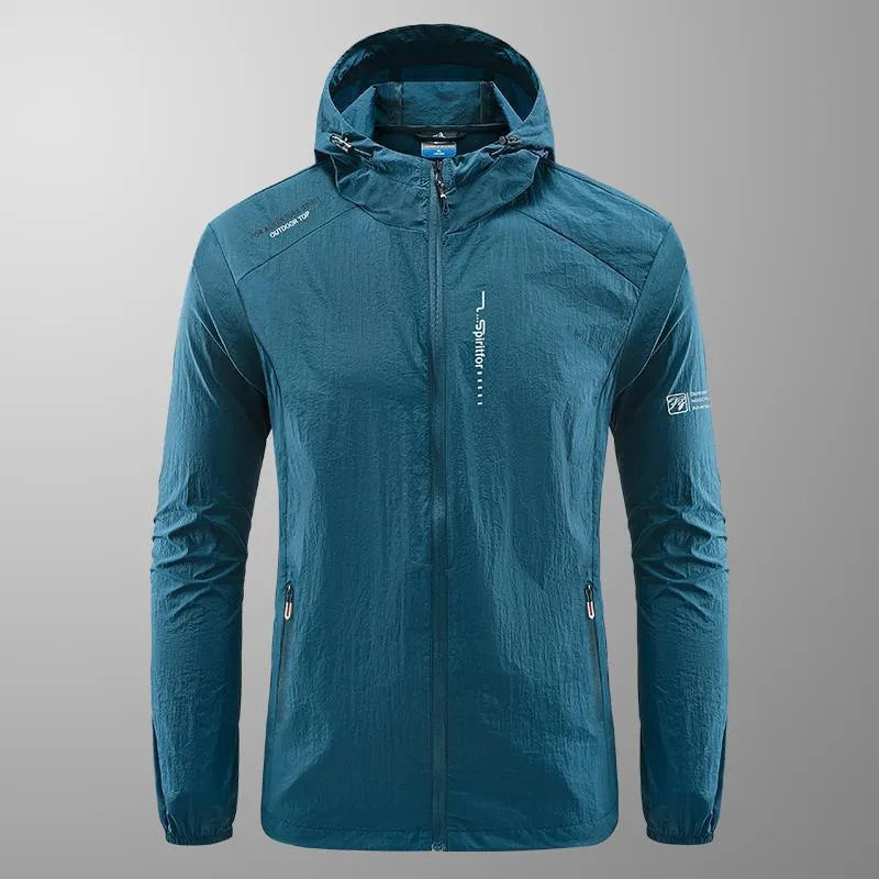 Men's lightweight nylon hooded jacket for summer outdoor wear in multiple colour options
