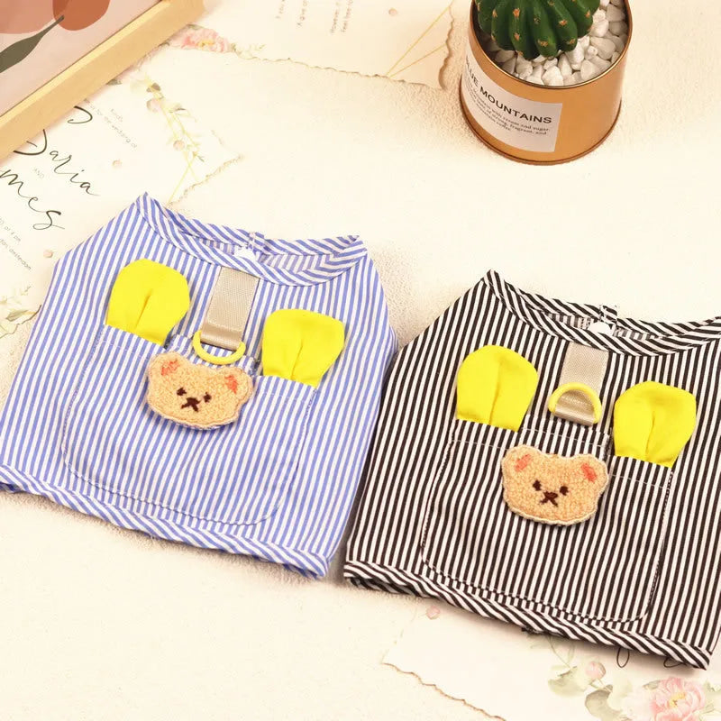 Cotton dog vest in blue or black, casual pet clothing available in sizes S to XXL