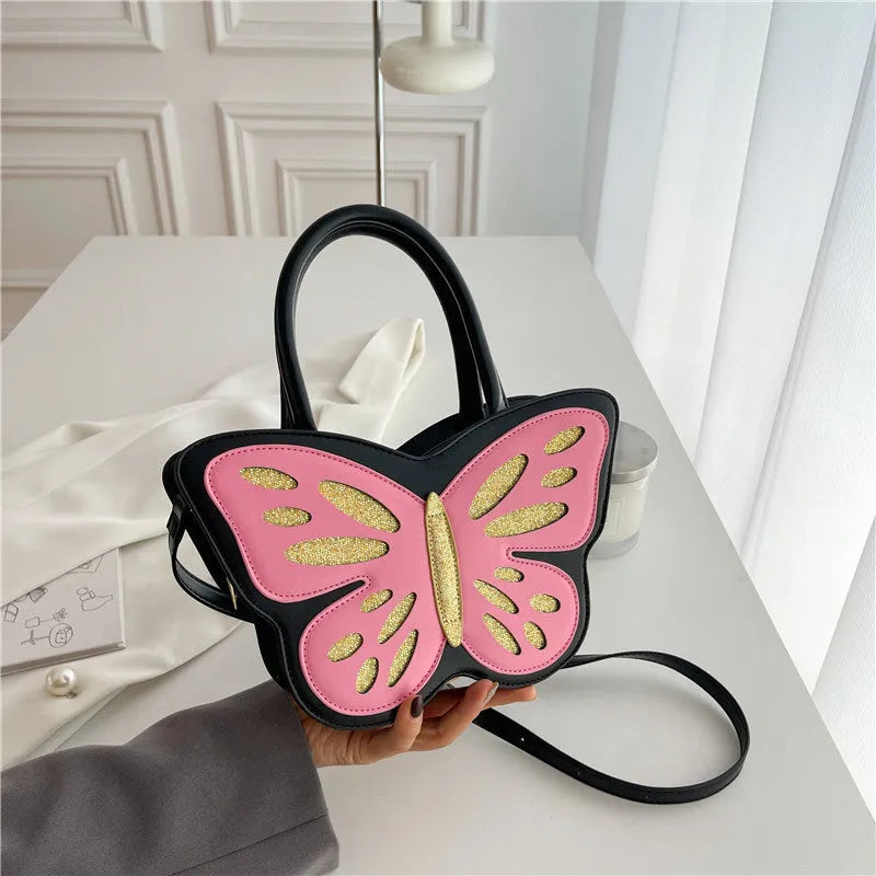 Square ladies crossbody bag in PU leather with contrast colour detailing