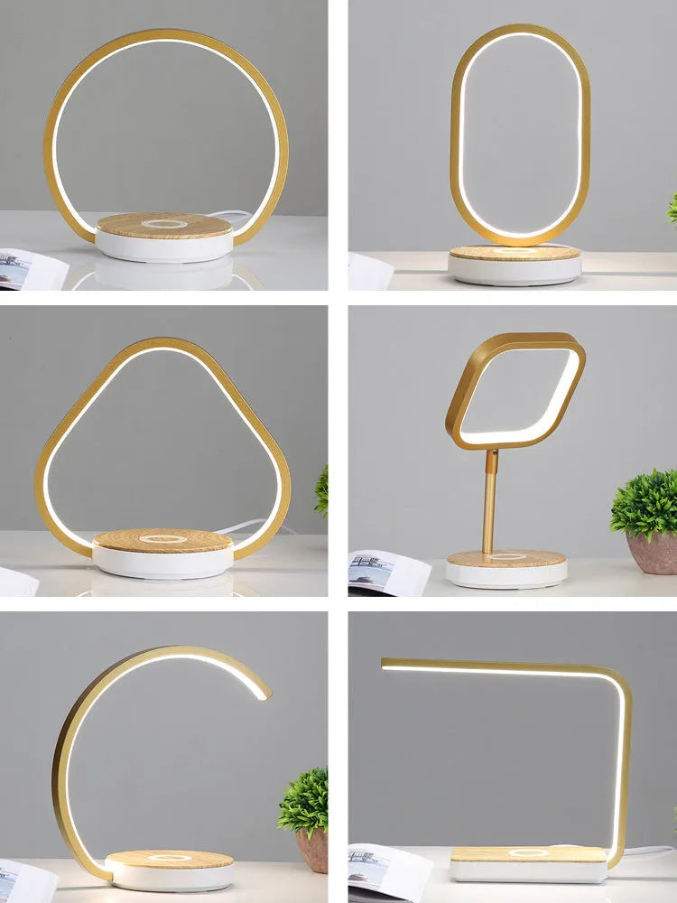 Simple modern bedside lamp with mobile phone wireless charging for bedroom and study desk