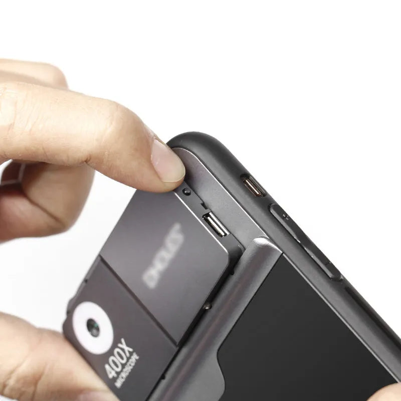 Aluminium alloy and TPU 400X microscope lens with clip-on case for iPhone mobile phones