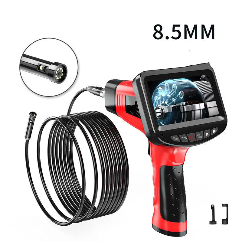 8.5mm dual-lens endoscope inspection camera with cable and memory card.