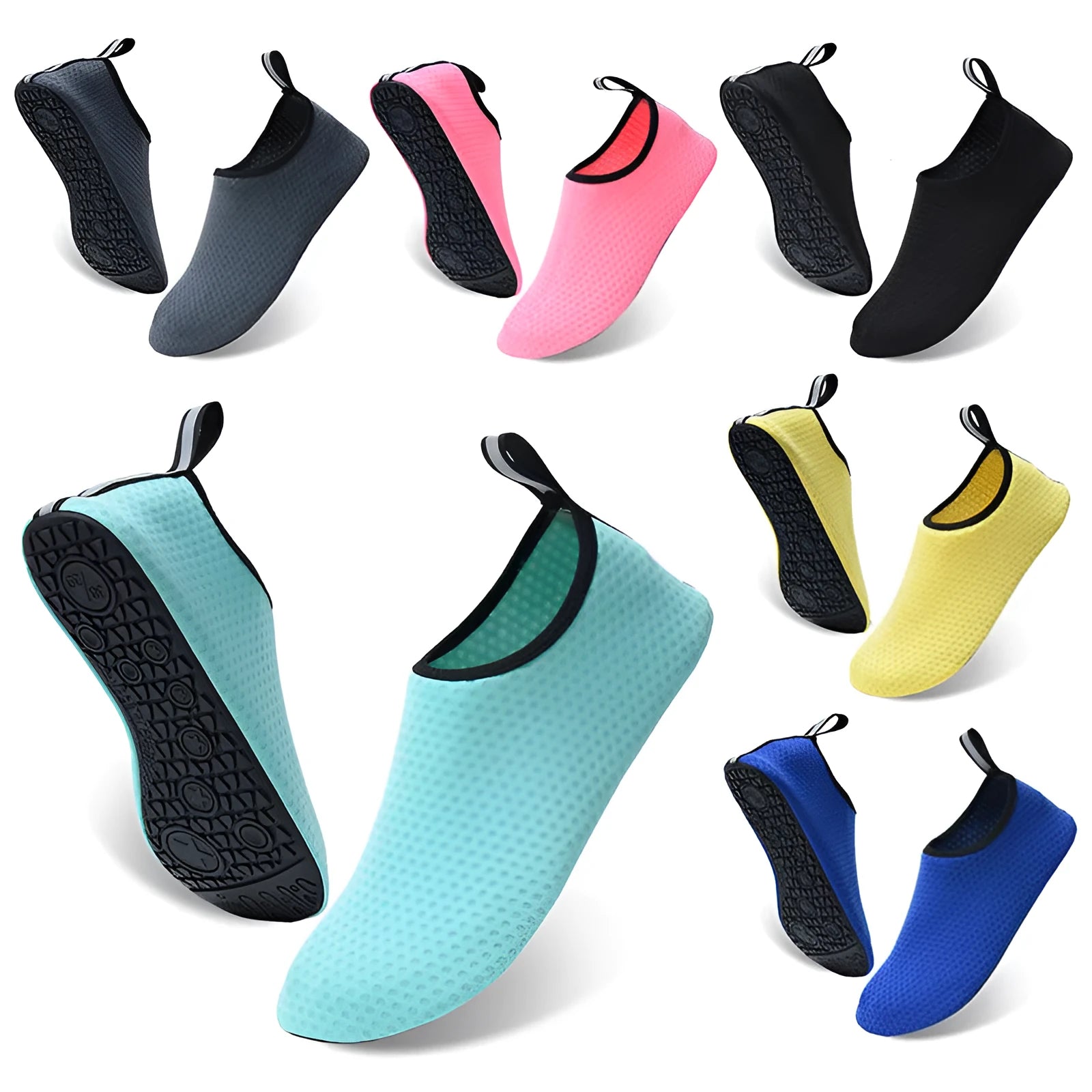 Non-slip beach shoes with mesh upper and TPR sole in multiple colour options