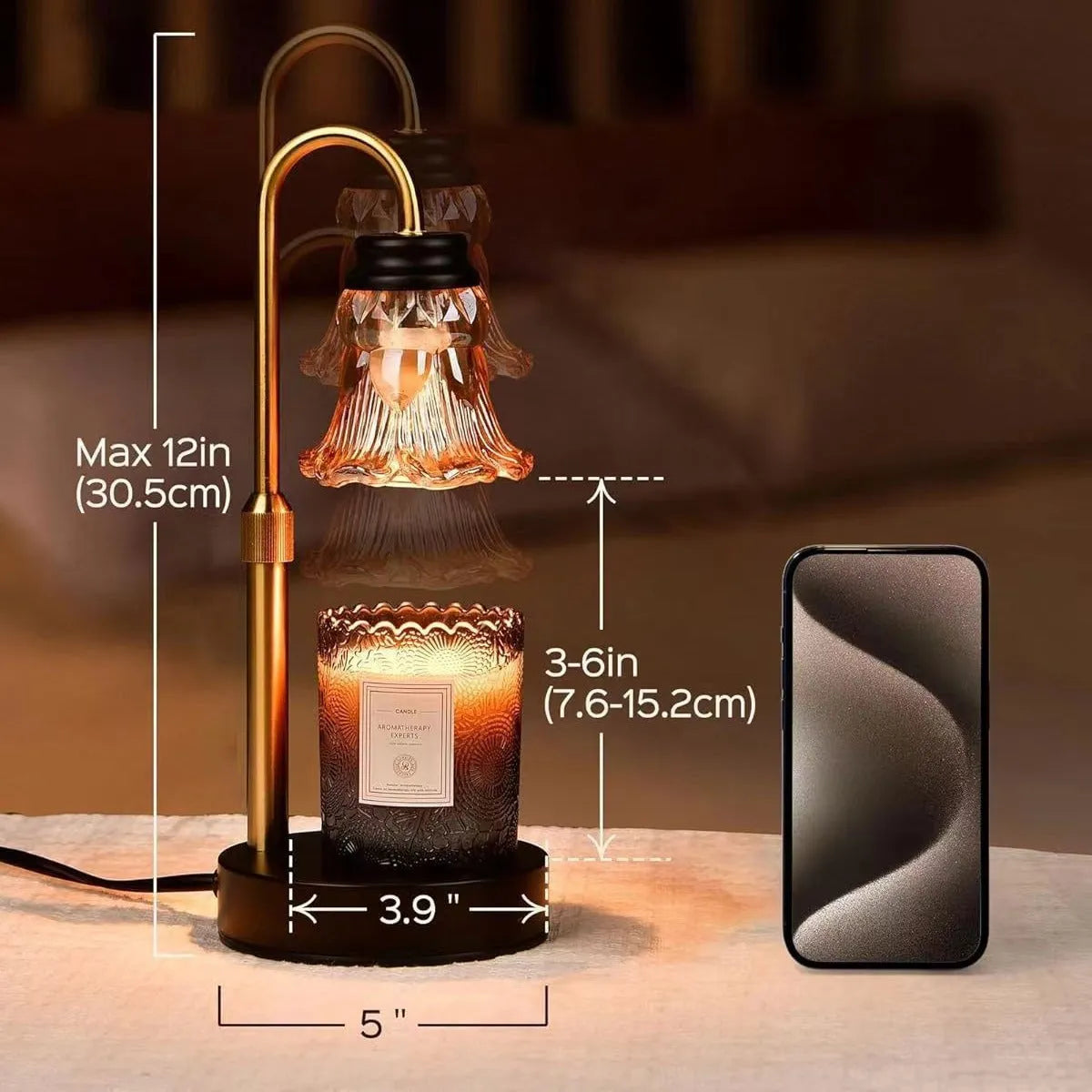 Bamboo-based aromatherapy wax melting lamp with international plug attachments