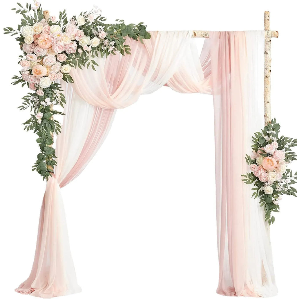 Wedding arch flower decorations in mixed colours, large 120cm Oxford cloth horn hanging on wooden arch