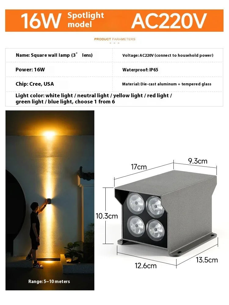 Outdoor wall lamp double head IP65 waterproof aluminium alloy facade lighting with warm 3000K colour