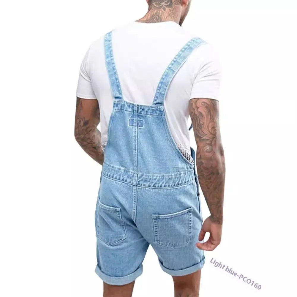Youth casual denim suspender pants with straight-leg cut and suspenders in black colour option