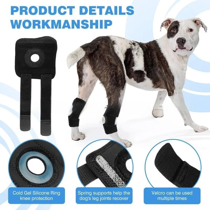 Black polyester pet leg guard for joint support in sizes L, M, and XL