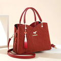 Women's ethnic style soft PU messenger bag in horizontal square shape with sewing thread detailing