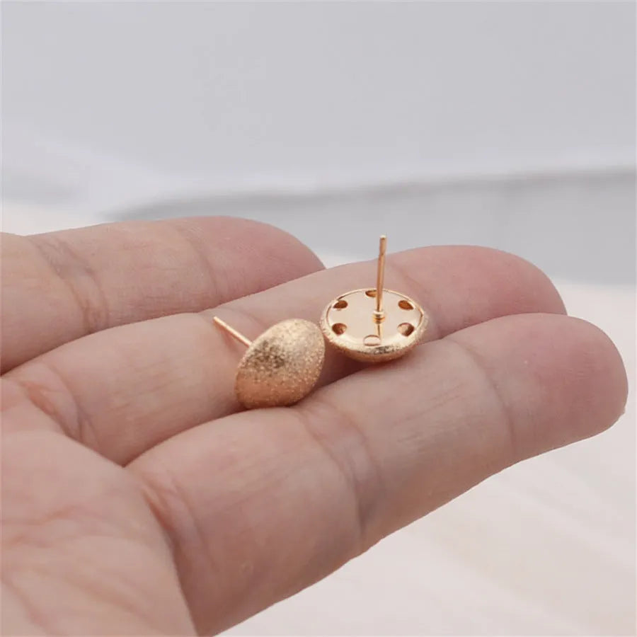Gold metal geometric small stud earrings with round element for women fashion OL style