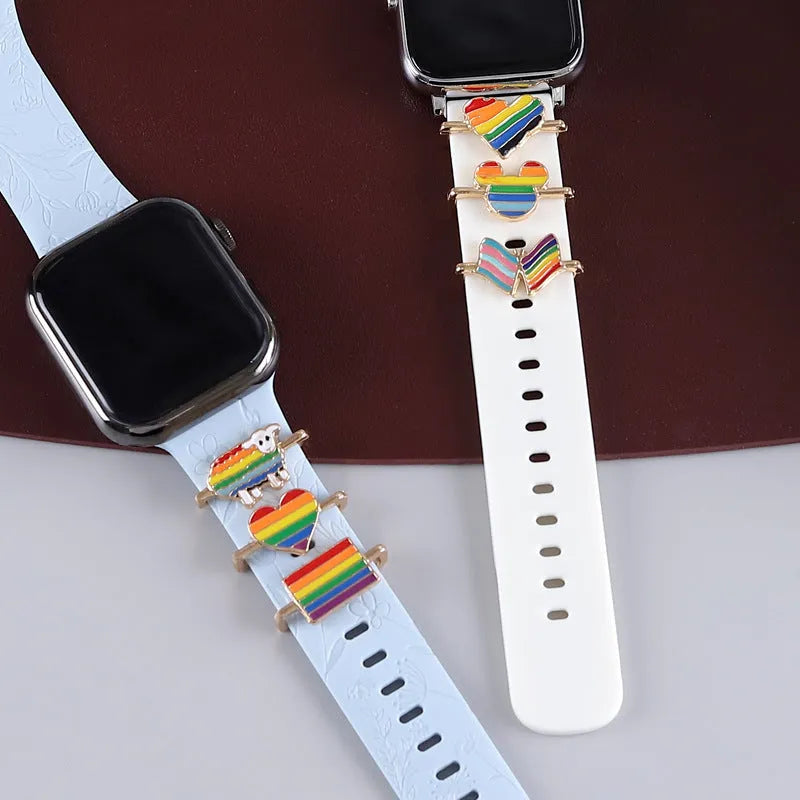 Cartoon cute rainbow love metal watch band for Apple watch with simple style and multiple colour options.