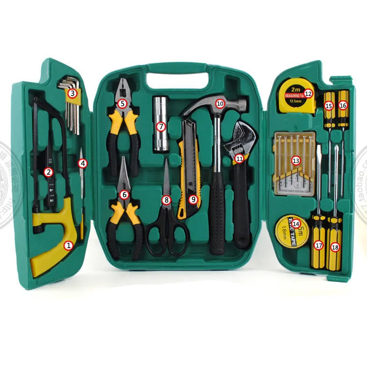 27-piece car emergency tool kit in case with malleable iron tools for vehicle and home maintenance
