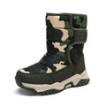 Kids high-top camouflage boots in cotton with hook and loop fastening, unisex sports style, sizes 26-38