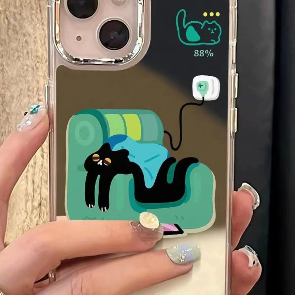 High-grade all-inclusive drop-resistant silicone phone case for Apple iPhone 16 series with cartoon sofa cat design and colour matching options