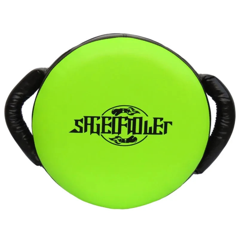 Handheld PU boxing shield target in fluorescent orange for martial arts training