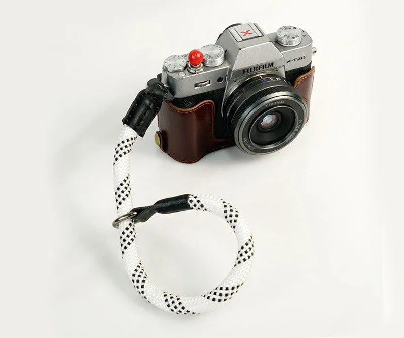 39cm nylon camera wrist strap thick ring in black with hand loop attachment
