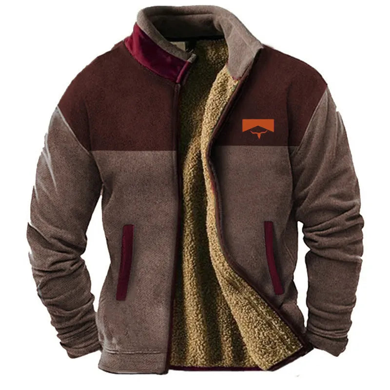 Men's green polyester padded coat on a hanger, regular fit.