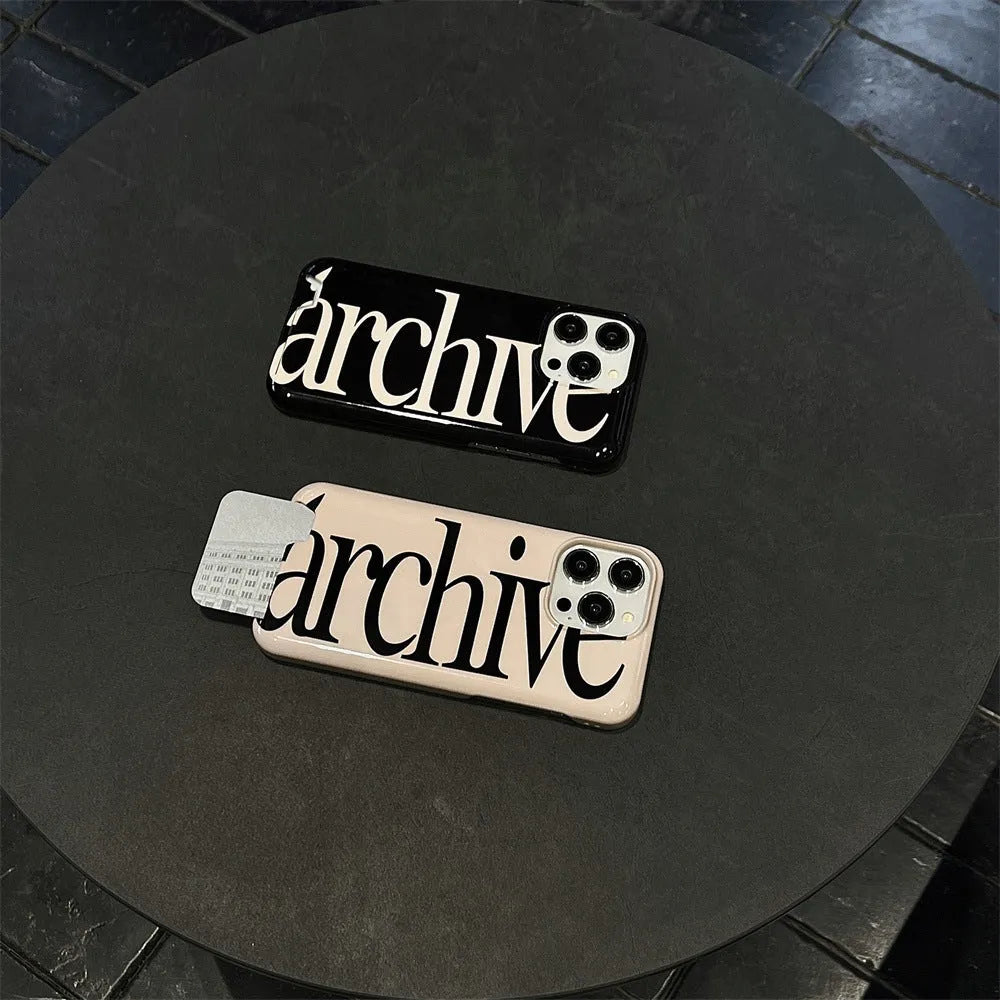 Niche Letter Card Filin hard TPU phone case for Apple iPhone in black side view