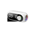 S8 Black extra bass portable mini bluetooth speaker with digital clock display on front.