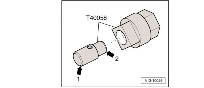 Aodi T40058 hardened steel crankshaft locking sleeve tool for engine timing.
