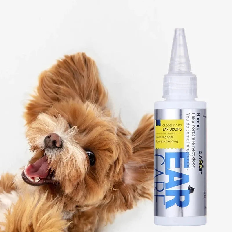 GJYC PET Ear Cleansing 60ml bottle of clear liquid ear drops for pets