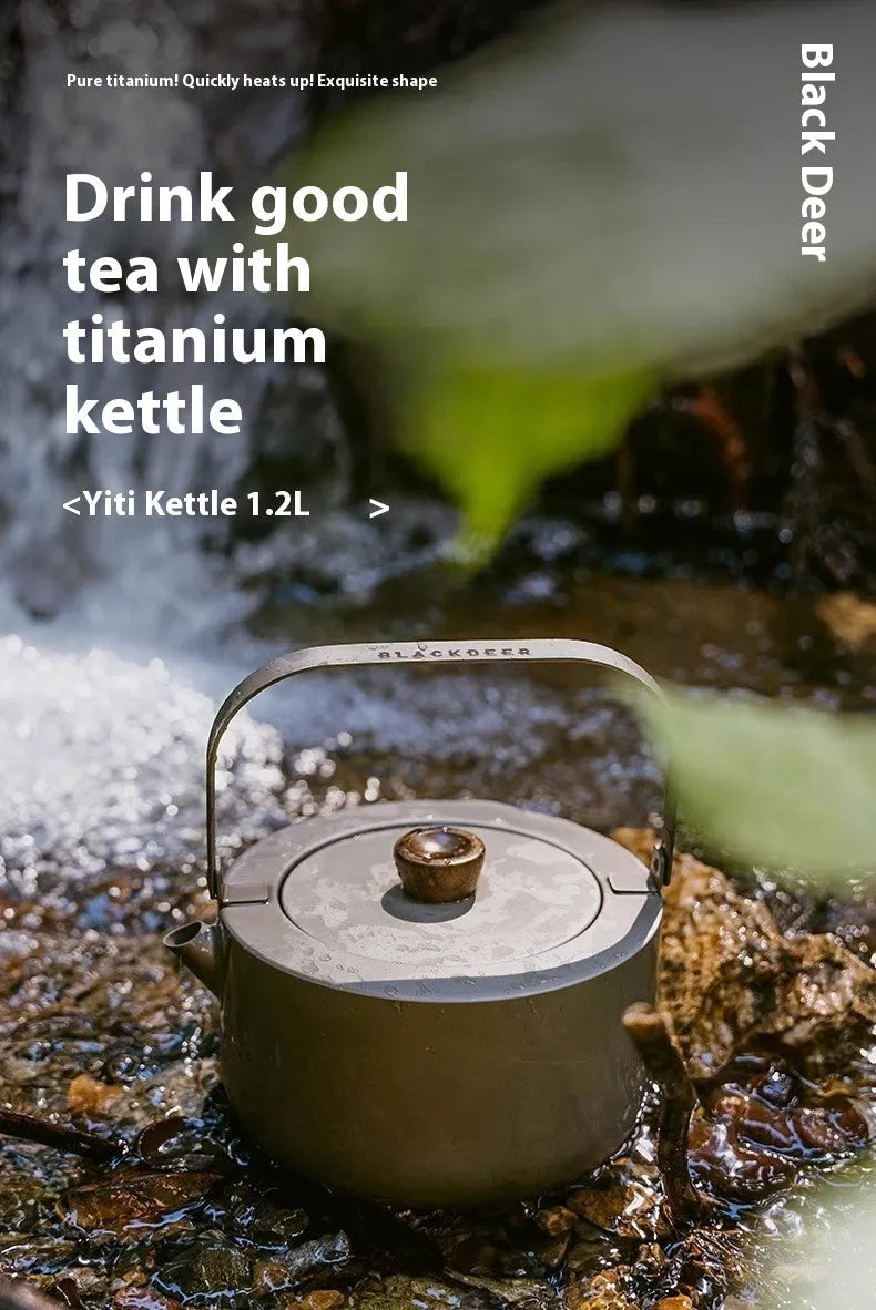 Titanium alloy 1.2L camping teapot for outdoor boiling