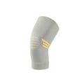Pair of sports knee pads in two-tone colours for aerobics and basketball protection.