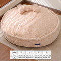 Round cloth pet bed in milk tea colour showing removable washable design for pet hygiene