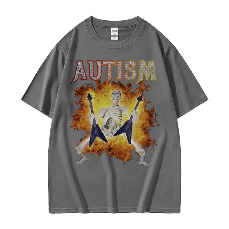 Men's cotton printed short sleeve T-shirt pullover style in combed cotton and polyester blend, front view