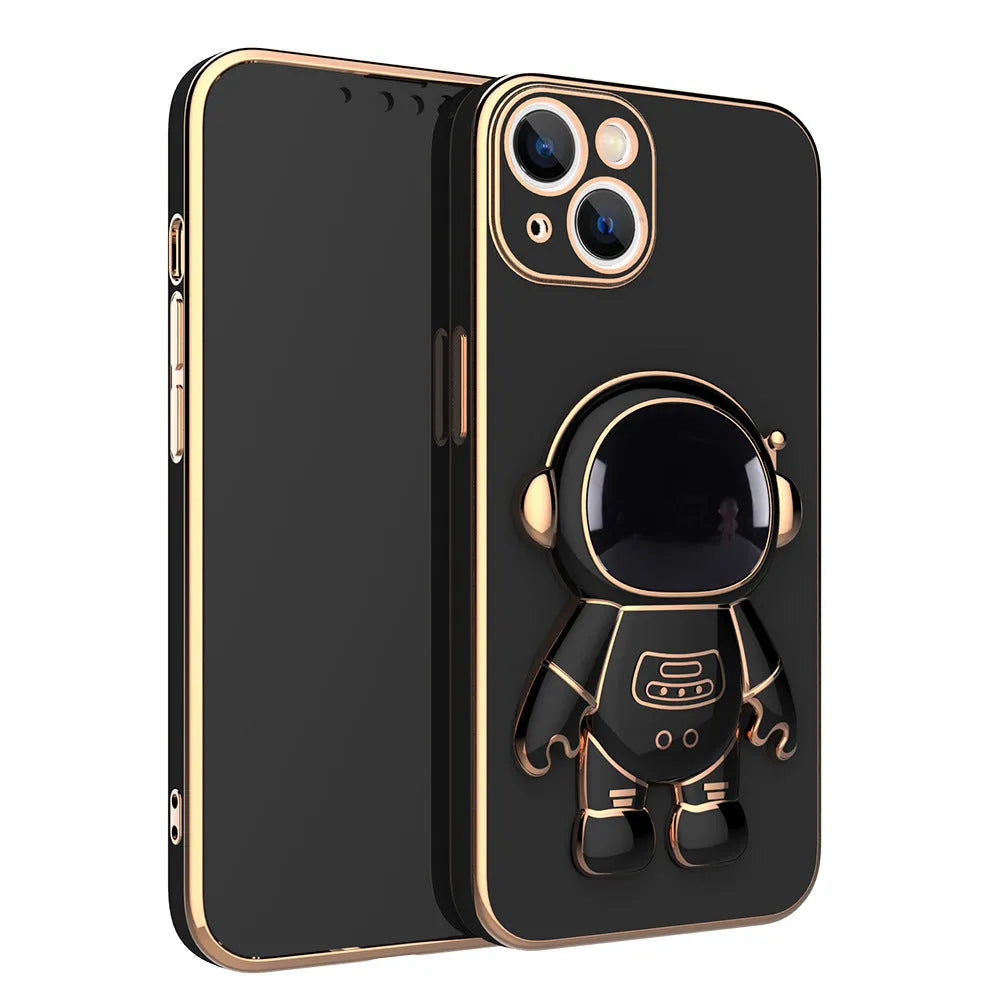 3D astronaut TPU phone case with electroplating bracket for iPhone 13 in grey
