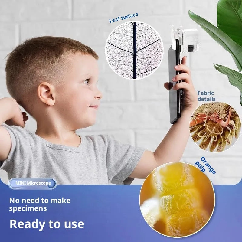 Portable children's optical microscope educational science toy in white or silver for ages 7-14