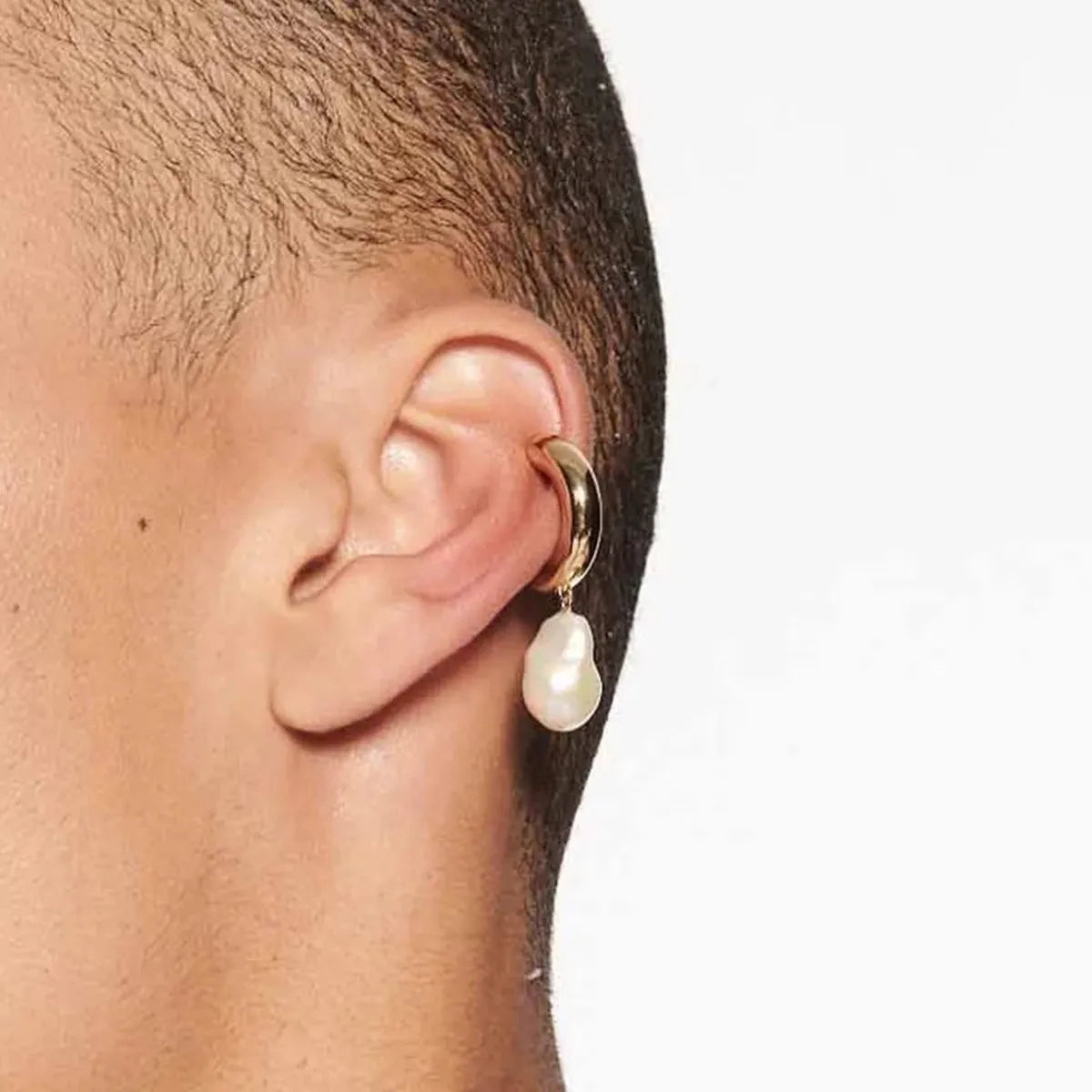 Pair of no-piercing geometric ear clips in stainless steel with electroplated finish, colour JDE0112019